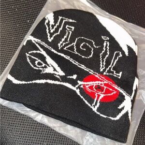 Black and White Graphic Beanie Vigil Kakashi